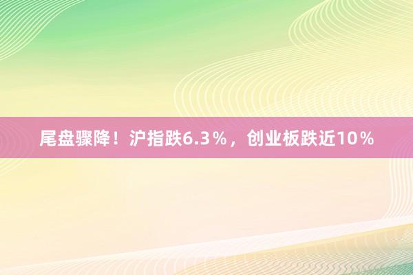 尾盘骤降！沪指跌6.3％，创业板跌近10％