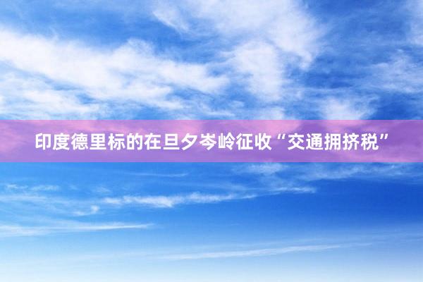 印度德里标的在旦夕岑岭征收“交通拥挤税”