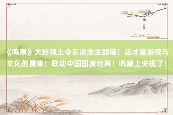 《鸣潮》大好领土令东说念主颠簸！这才是游戏与文化的麇集！联动中国国度地舆！鸣潮上央视了！